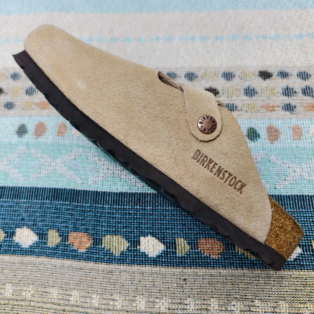 Birkenstock Latte Cream Boston Suede Shoes | Women's Narrow Fit - Picture 6 of 6